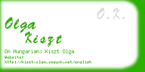 olga kiszt business card